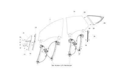 BRACKET, FRONT FIXED GLASS