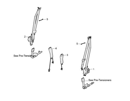 US/CA - SEATBELT ASY, 1ST ROW LH BLK/WHT BEZEL