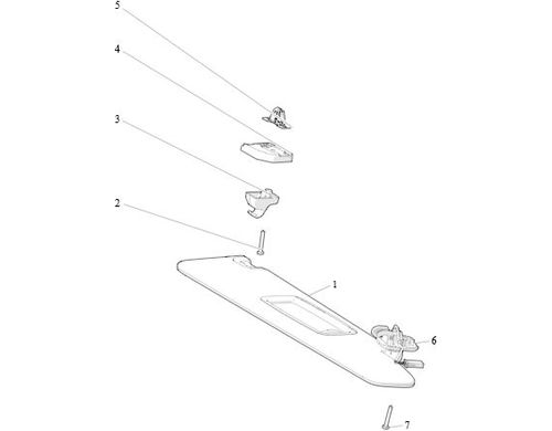 SUN VISOR ASSEMBLY - RIGHT - TEXTILE - EXPORT - LARGE