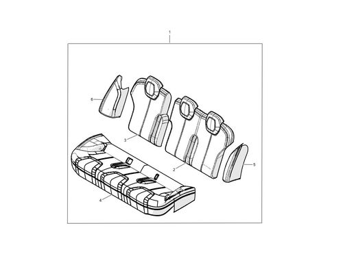 CA/EU REAR SEAT BACK ASY - PERFORMANCE WHITE 60/LH 3RD ROW - WITH HEATERS