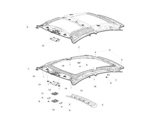 HEADLINER ASSEMBLY WITH INTRUSION SENSOR AND MONOCAM - MONOREVERSE