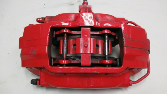 FRONT BRAKE CALIPER WITH PADS - LEFT- RED (1042639-01-F)